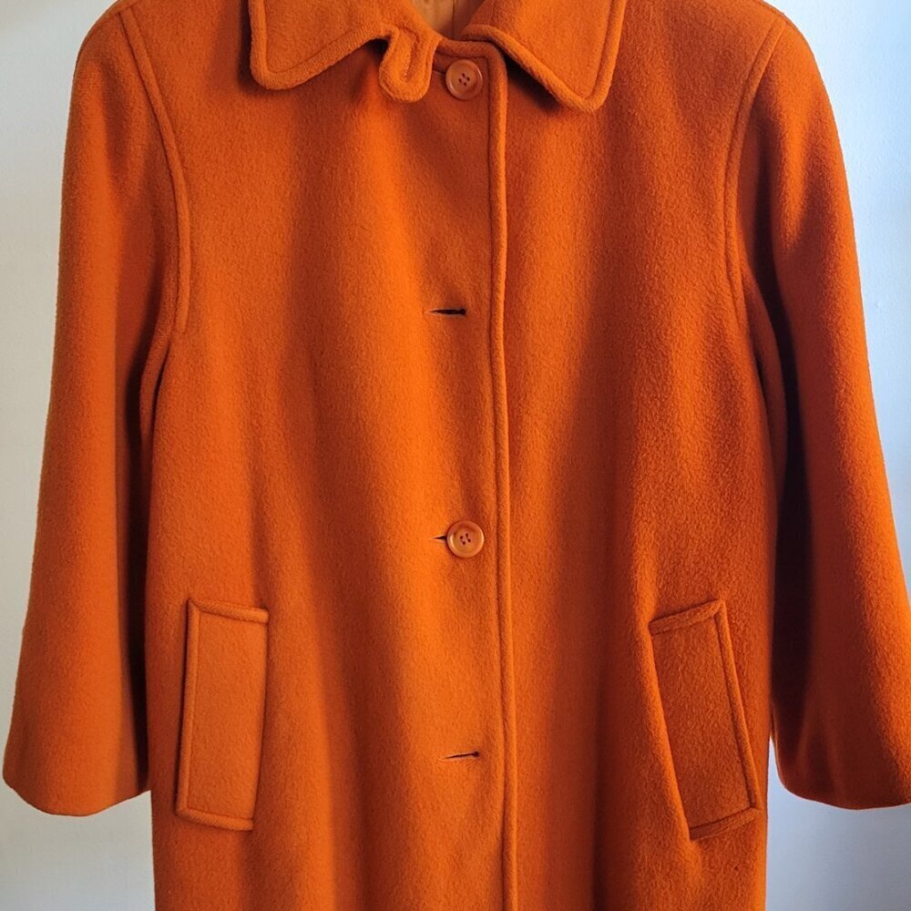 Vintage Designer Bill Blass Burnt Orange Limited Edition Wool Coat (Size: M/L) - Picture 15 of 16
